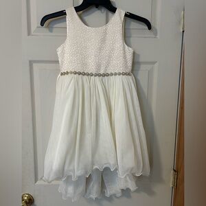 American Princess Girl’s Sleeveless Ivory Dress with Embellished Waist size 8